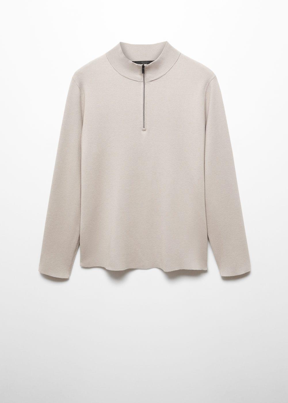 MANGO MAN - Zipped high collar sweater ice greyMen Product Image