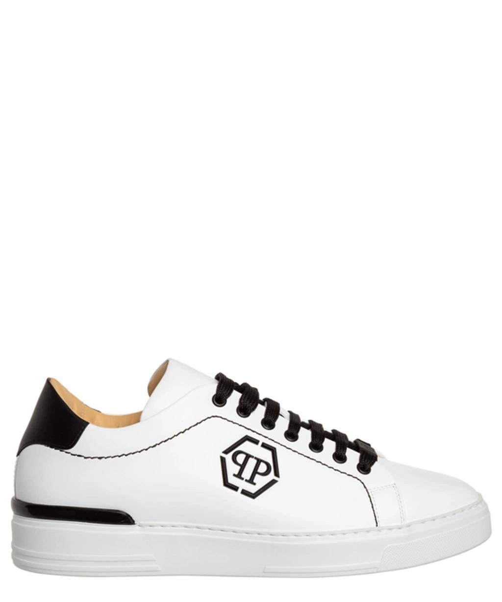 PHILIPP PLEIN Snaekers The Hexagon Top In White Leather Product Image