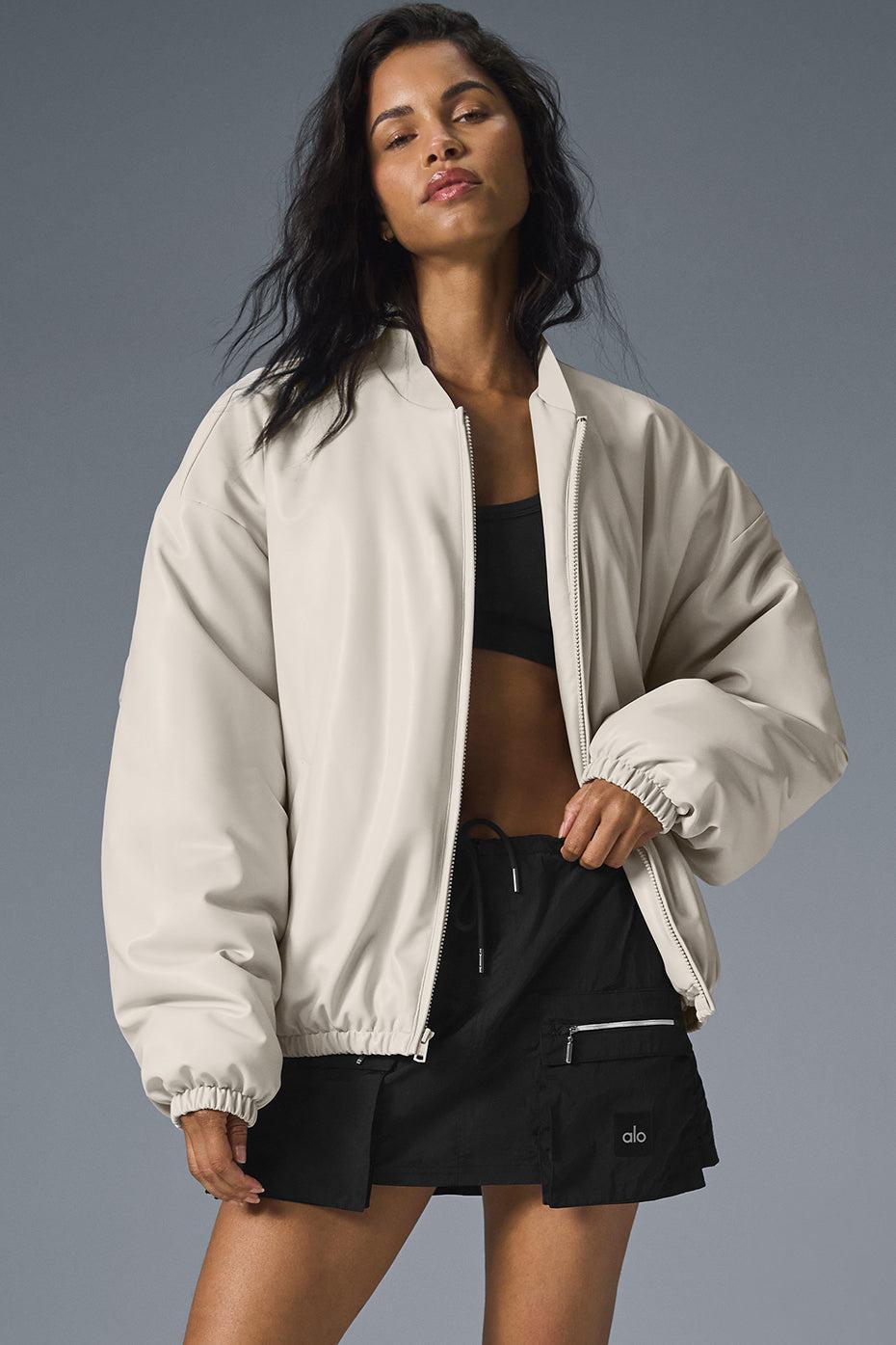 Faux Leather Premier Bomber - Bone Female Product Image