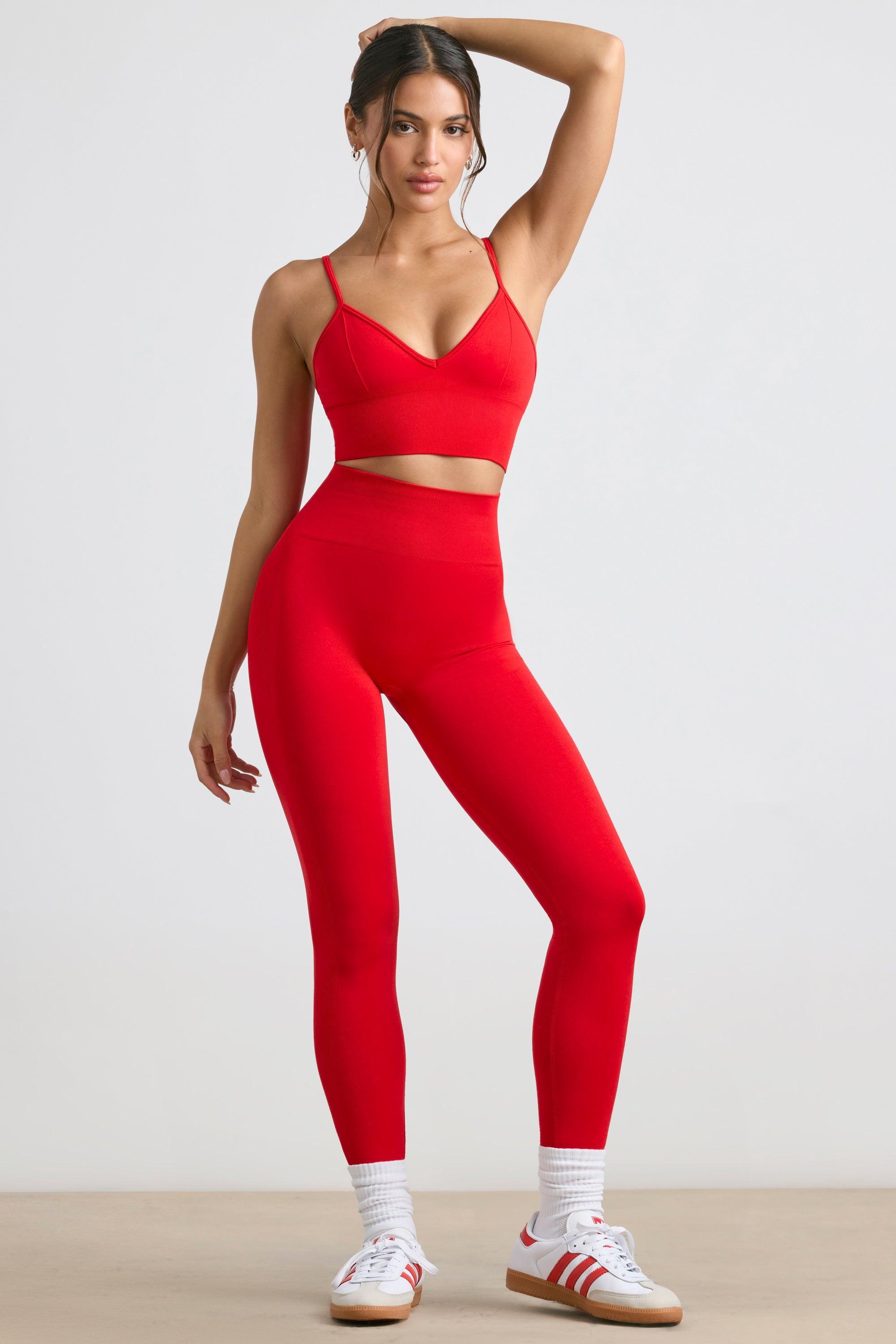 Petite High-Waist Define Luxe Leggings in Red Product Image