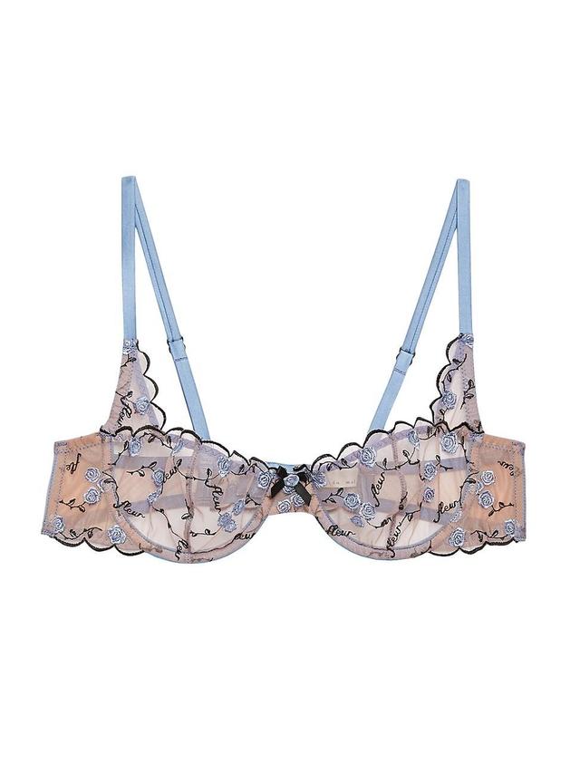 Womens Rose And Vine Embroidered Lace Balconette Bra Product Image