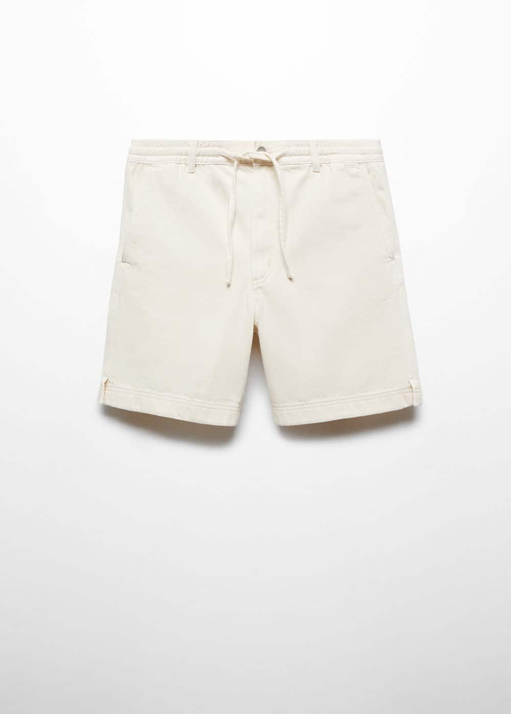 MANGO MAN - 100% cotton drawstring Bermuda shorts off whiteMen Product Image