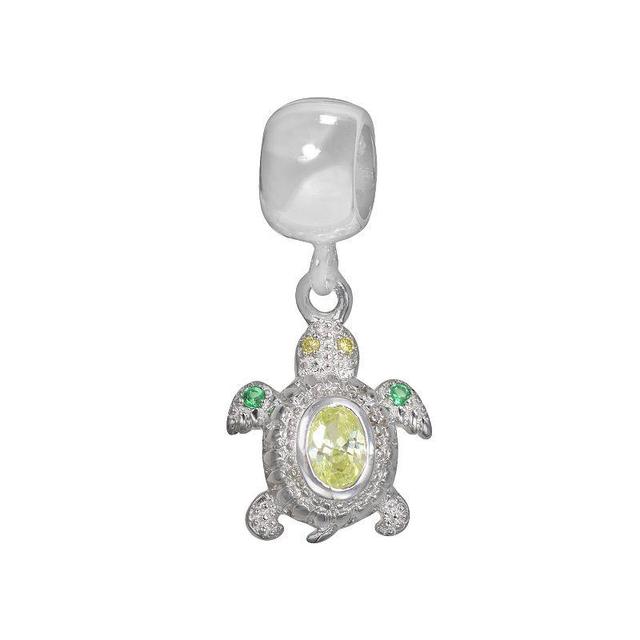 Individuality Beads Sterling Silver Light Green Cubic Zirconia & Crystal Turtle Charm, Womens, Multi Product Image