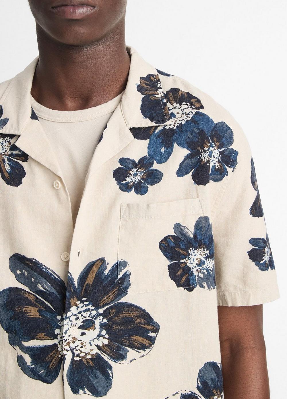 Blossoms Linen-Blend Button-Front Shirt Product Image