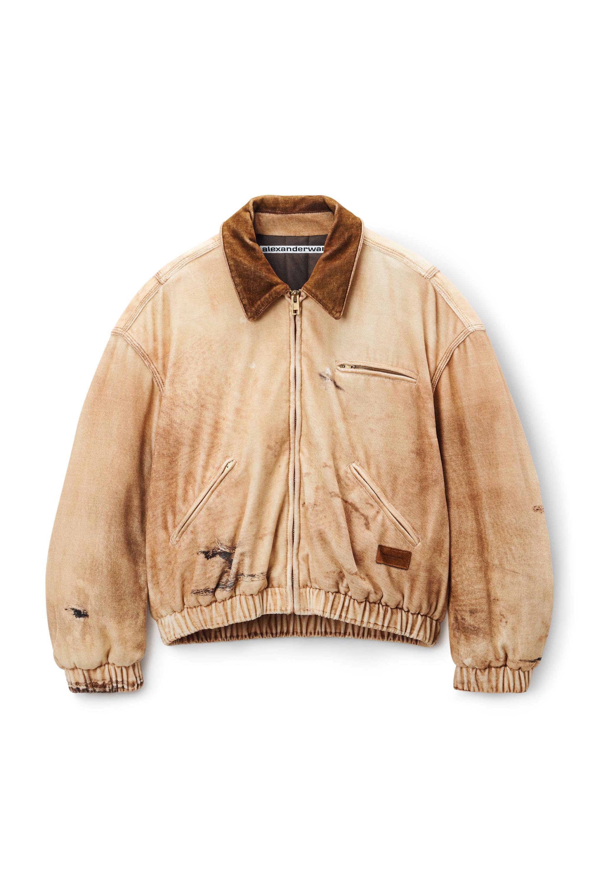 Bomber Jacket In Workwear Trompe-l'oeil-print Velour Product Image