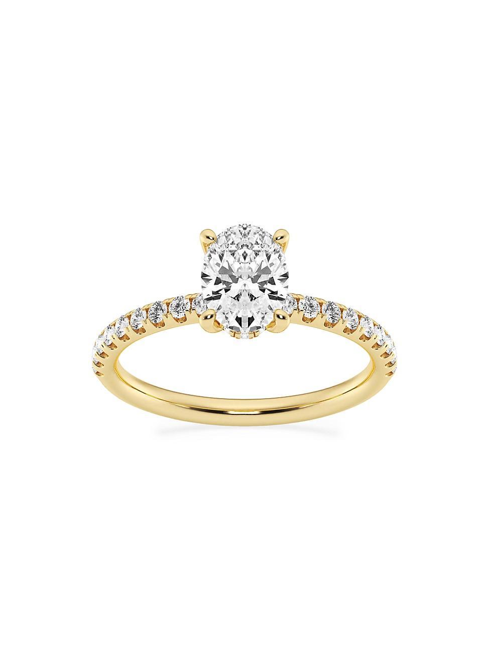 Womens 14K Yellow Gold & Oval Lab-Grown Diamond Hidden Halo Ring/0.80-3.41 TCW Product Image