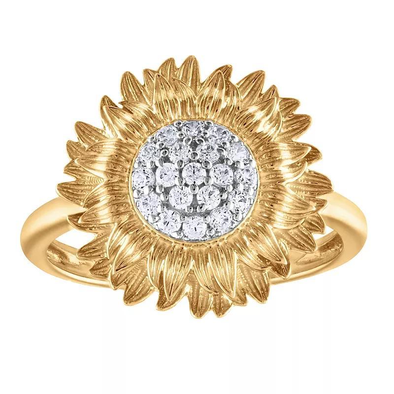 10k Gold 1/5 Carat T.W. Diamond Sunflower Ring, Womens Product Image