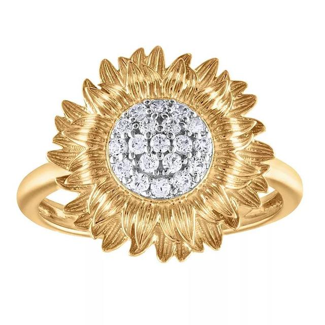 10k Gold 1/5 Carat T.W. Diamond Sunflower Ring, Womens Product Image