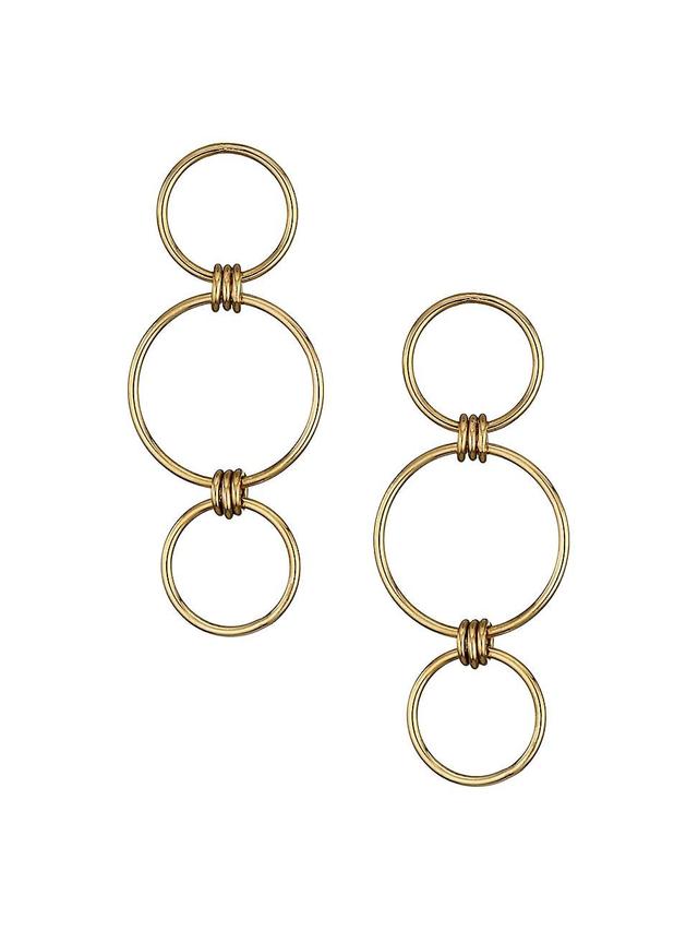 Womens 14K Yellow Gold Mixed Triple-Circle Drop Earrings Product Image