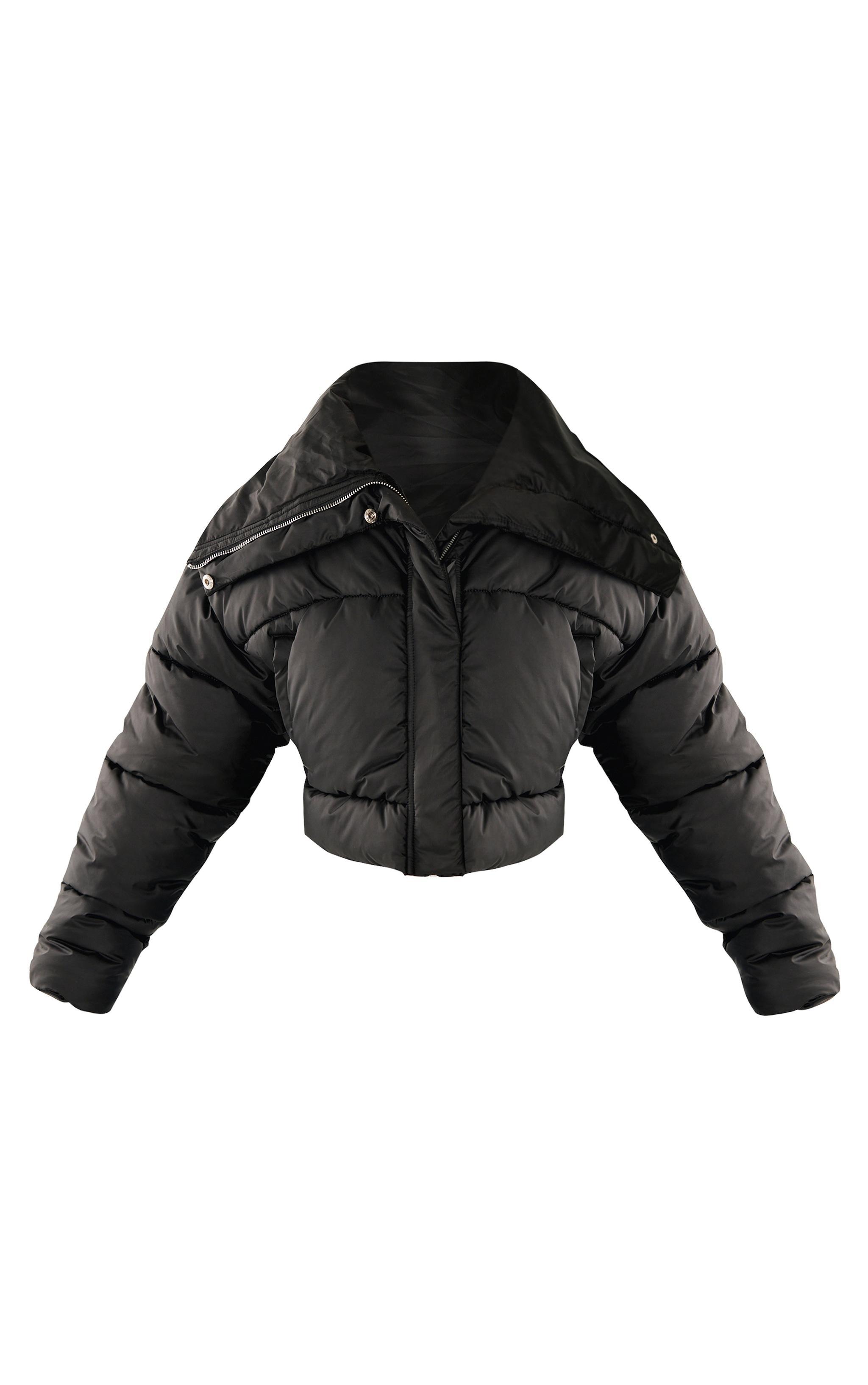 Petite Black Cropped Puffer Coat Product Image