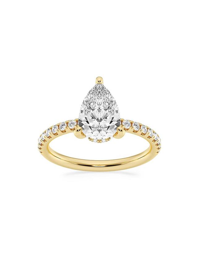 Womens 14K Yellow Gold & Pear-Cut Lab-Grown Diamond Hidden Halo Ring/0.80-3.41 TCW Product Image