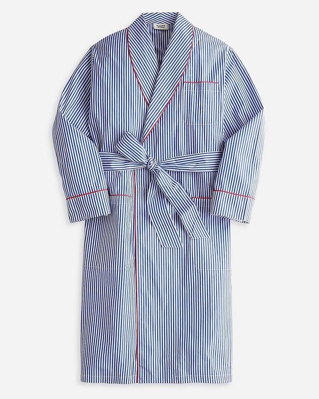 Sleepy Jones men's Glenn robe in blue and white stripe Product Image