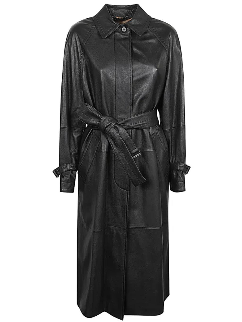 MAX MARA Leather Trench Coat In Black product image