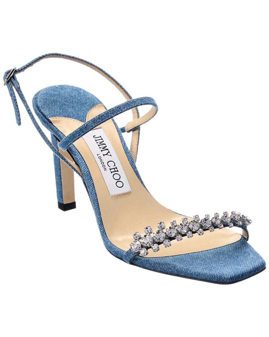 JIMMY CHOO Meira 85 Denim Sandal In Blue Product Image