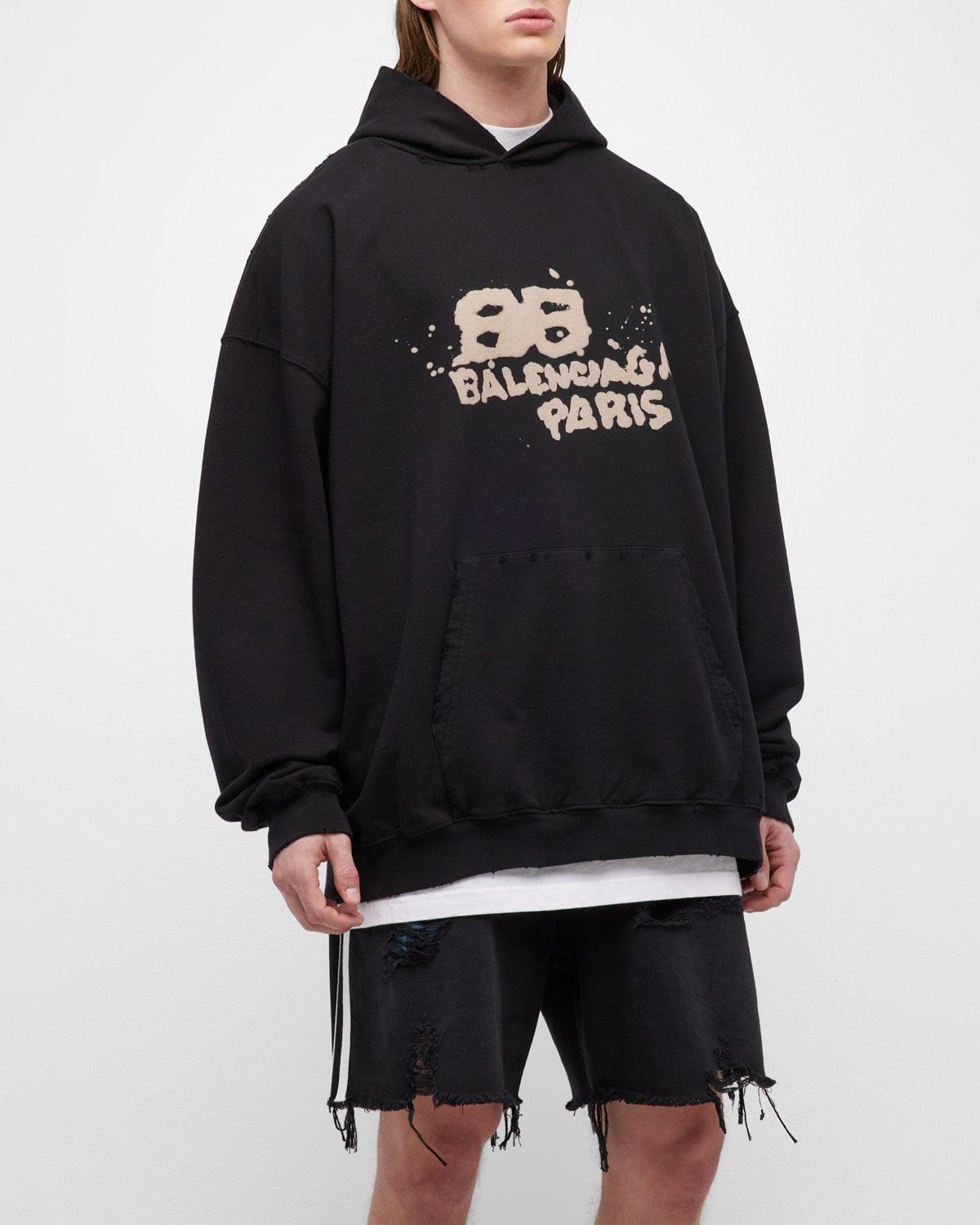 Mens Hand Drawn BB Icon Hoodie Large Fit - Ecru Black - Size XS - Ecru Black - Size XS Product Image