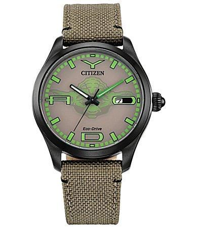 Men's Citizen Eco-DriveÂ® Star Warsâ¢ Yodaâ¢ Beige Nylon Strap Watch with Brown Dial (Model: Bm6839-06W) Product Image