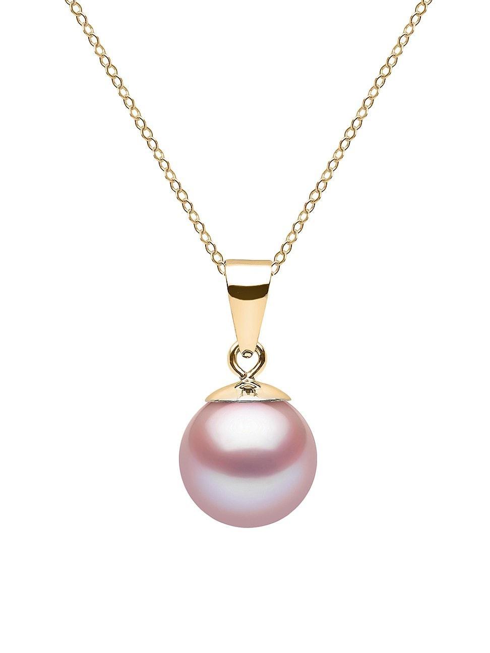 Womens 14K Yellow Gold & 8-9MM Pink Freshwater Pearl Pendant Necklace Product Image