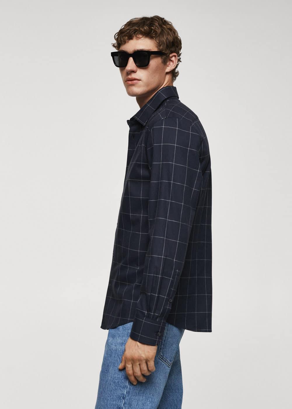 Mango Mens Check Flannel Cotton Shirt Product Image