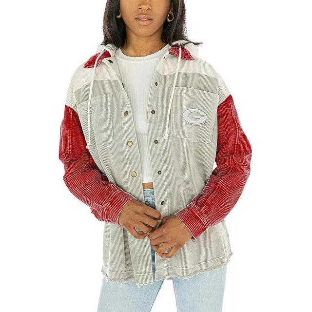 Womens Gameday Couture Gray Oklahoma Sooners Vintage Wash Corduroy Full-Snap Hooded Shacket Product Image