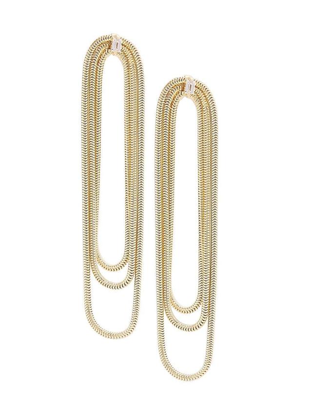 Womens Juliana 14K-Gold-Plated & White Sapphire Snake-Chain Drop Earrings Product Image