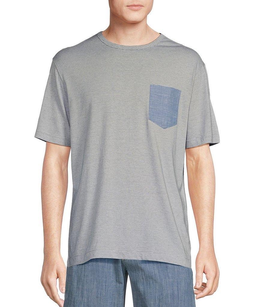 Cremieux Blue Label Block Island Collection Micro Stripe Slub Short Sleeve T-Shirt Product Image