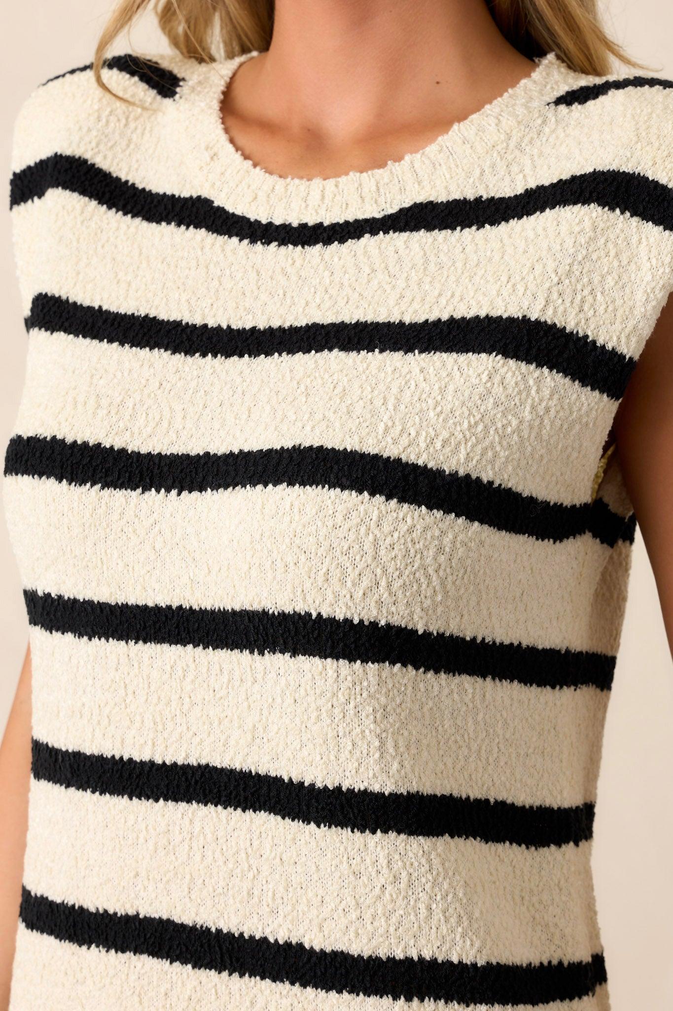 See You Soon Ivory Stripe Midi Dress Product Image