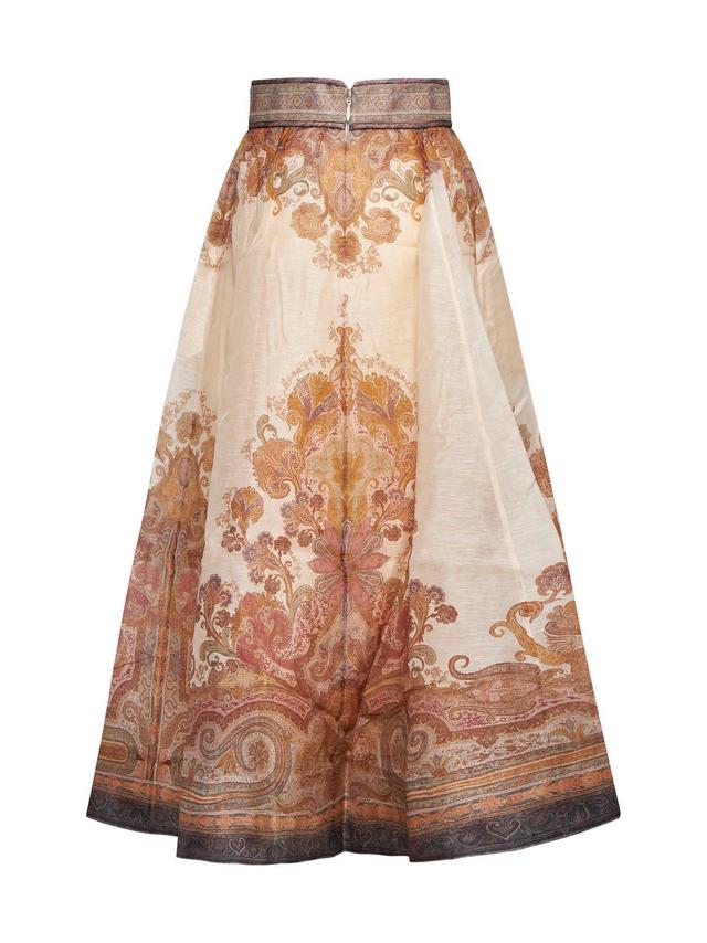 ZIMMERMANN Illustration Midi Skirt In Cream Product Image