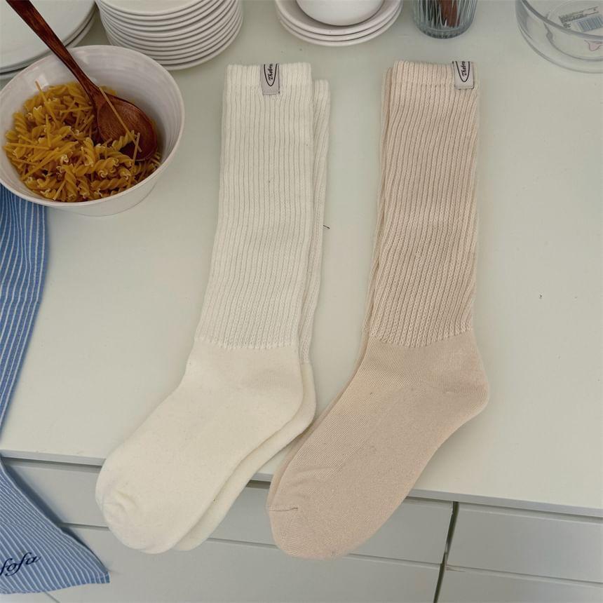 Plain Ribbed Crew Socks Product Image