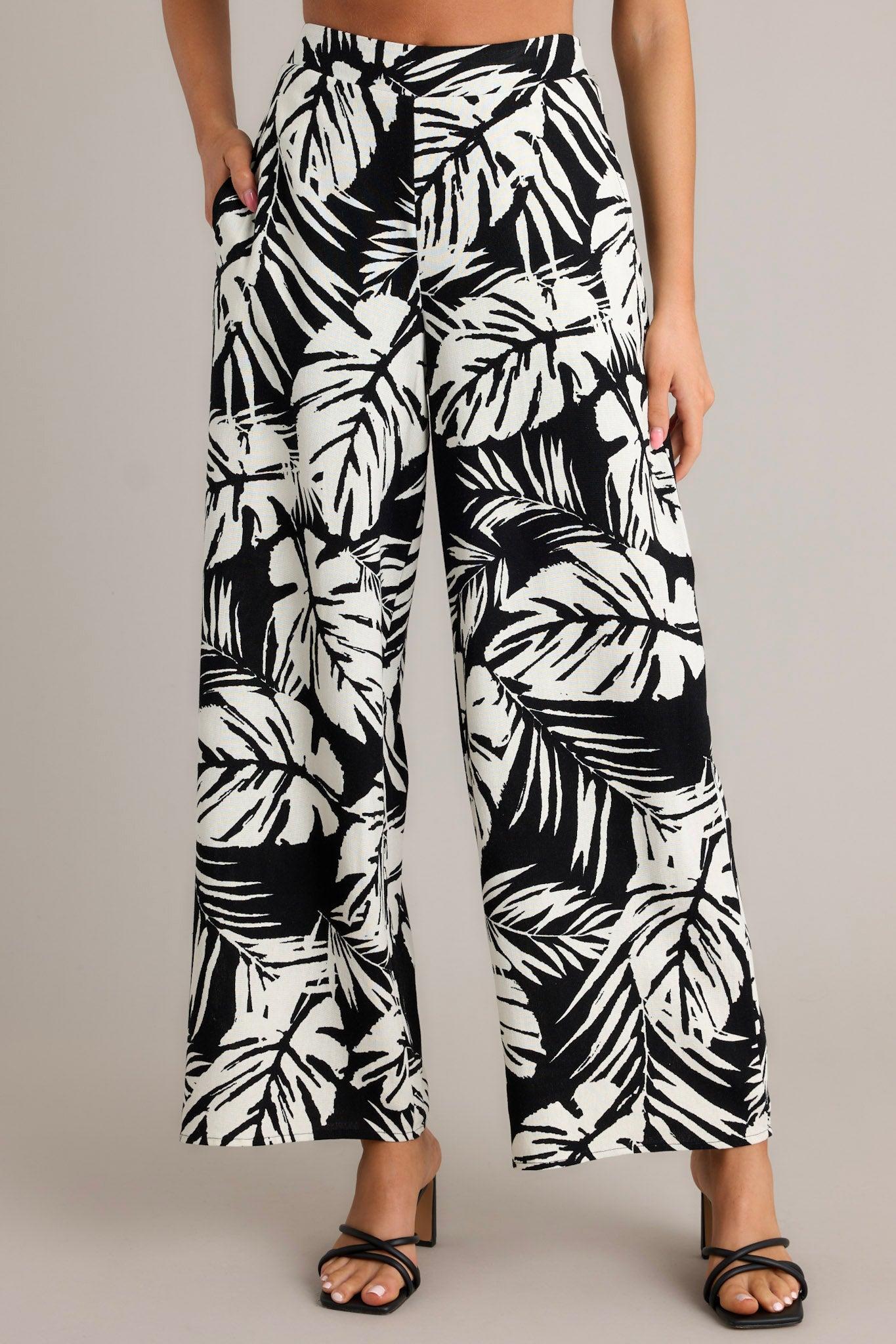 Shadow Palm Black Tropical Print Pants Product Image