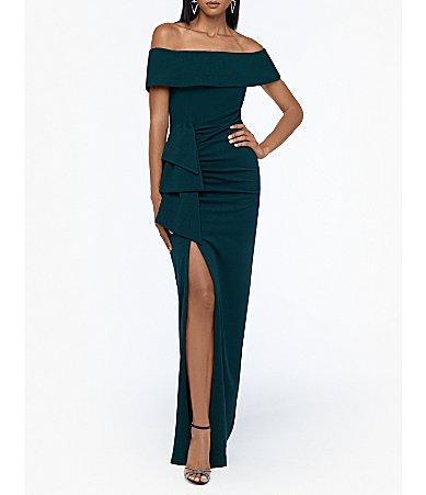 Xscape Off the Shoulder Crepe Evening Gown Product Image