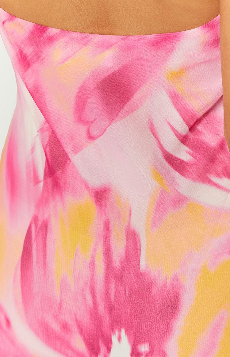 Orleans Pink Hibiscus Print Maxi Dress Product Image