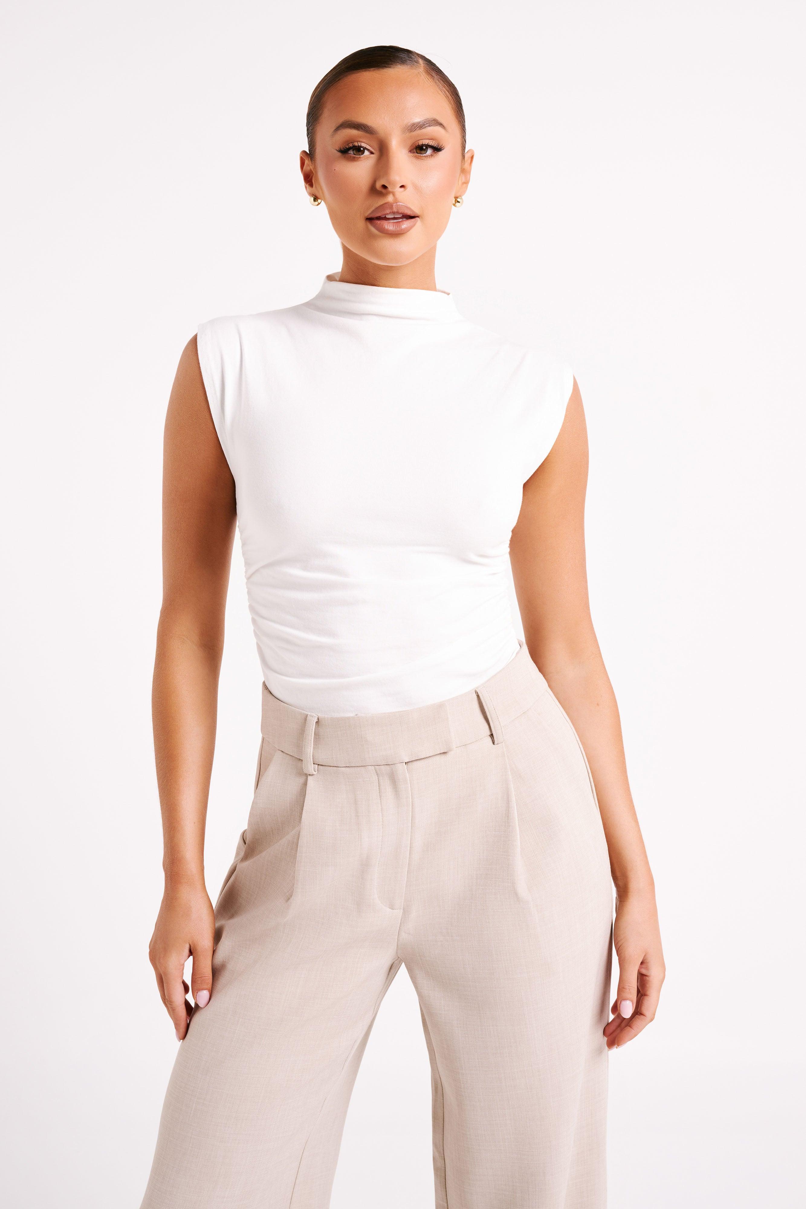 Kimber High Neck Sleeveless Top - White Product Image