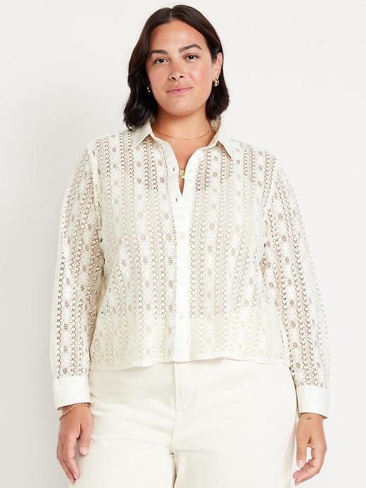 Lace Button-Down Shirt Product Image