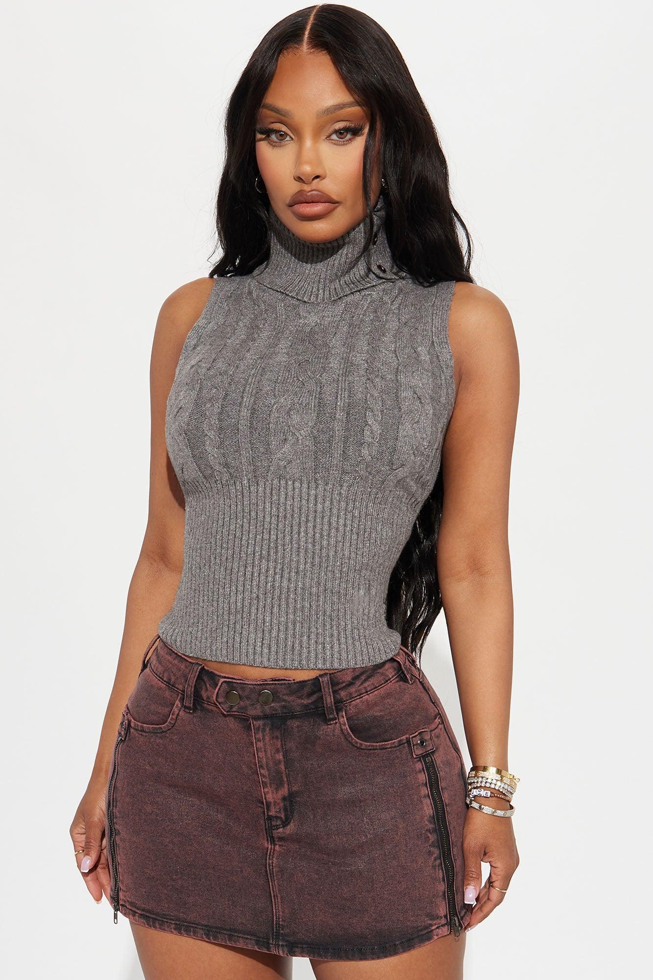 Annise Cable Knit Sweater Top - Grey product image