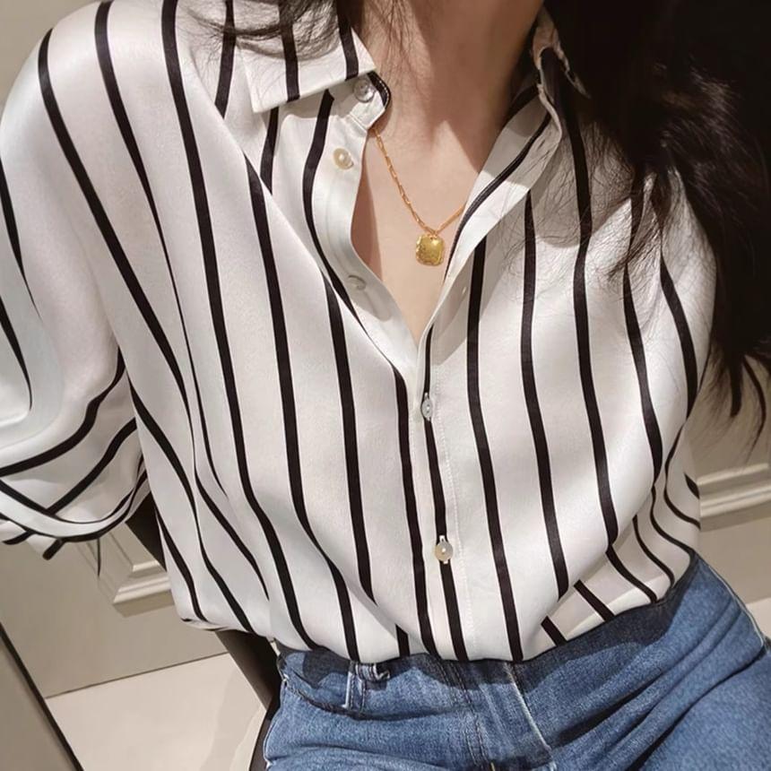 Long-Sleeve Striped Shirt Product Image