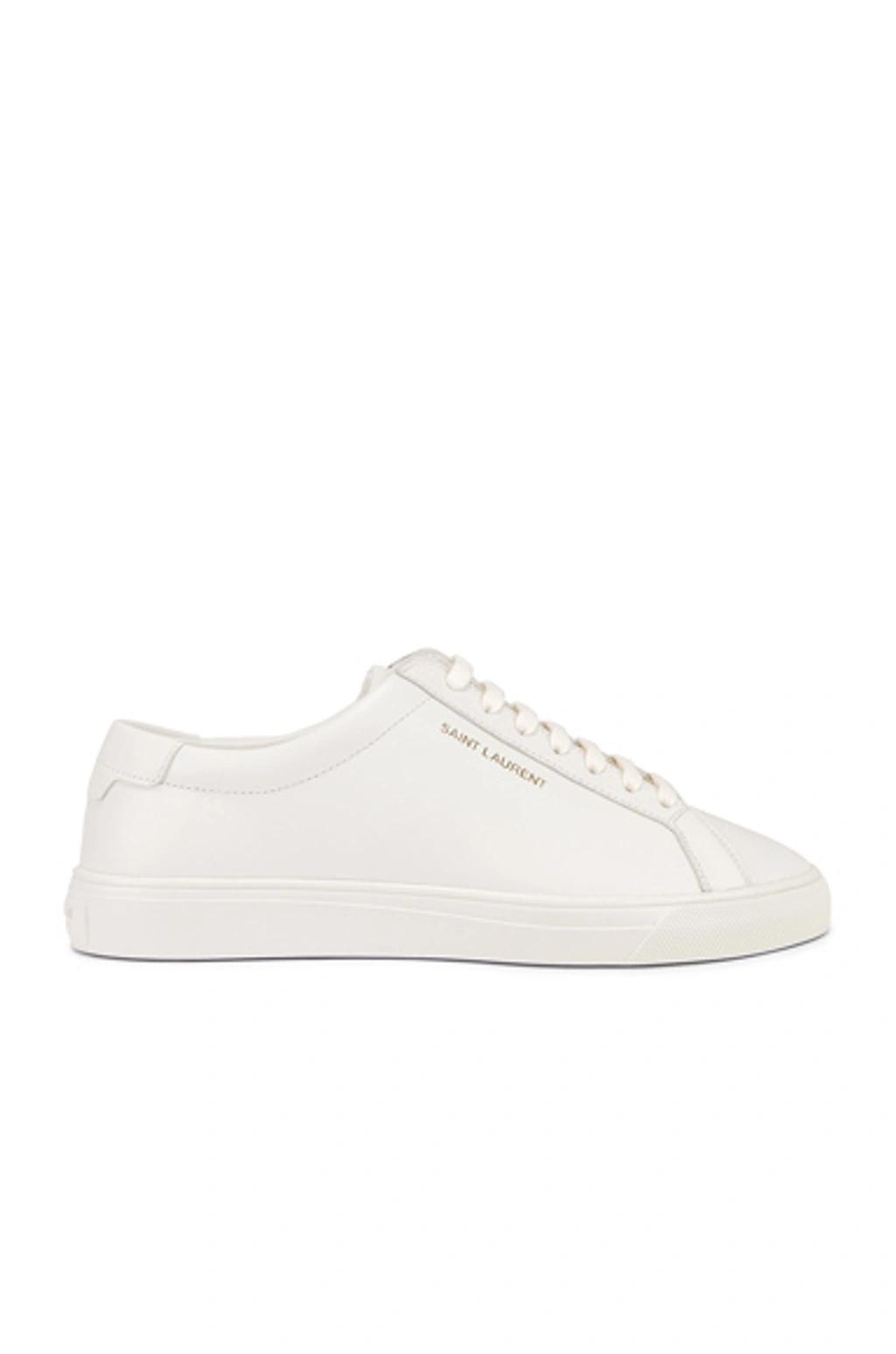 SAINT LAURENT Andy Logo-print Leather Sneakers In White Product Image