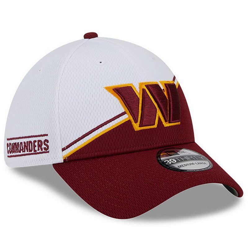 Mens New Era White/Burgundy Washington Commanders 2023 Sideline 39THIRTY Flex Hat Product Image