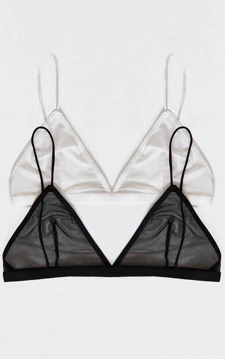 White/Black Mesh Pack of 2 Basic Triangle Bra Product Image