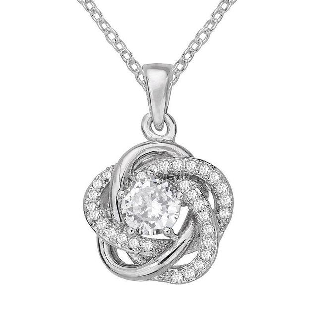 The Silver Lining Cubic Zirconia Silver Tone Love Knot Pendant, Womens White Product Image