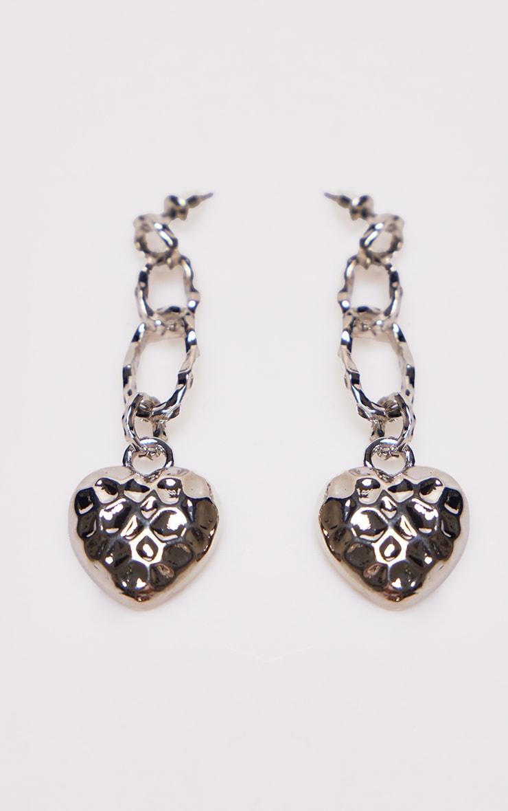 Silver Heart Chain Link Statement Earrings Product Image