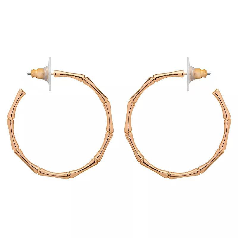 Emberly Gold Tone Bamboo Texture C-Hoop Earrings, Womens, None Product Image