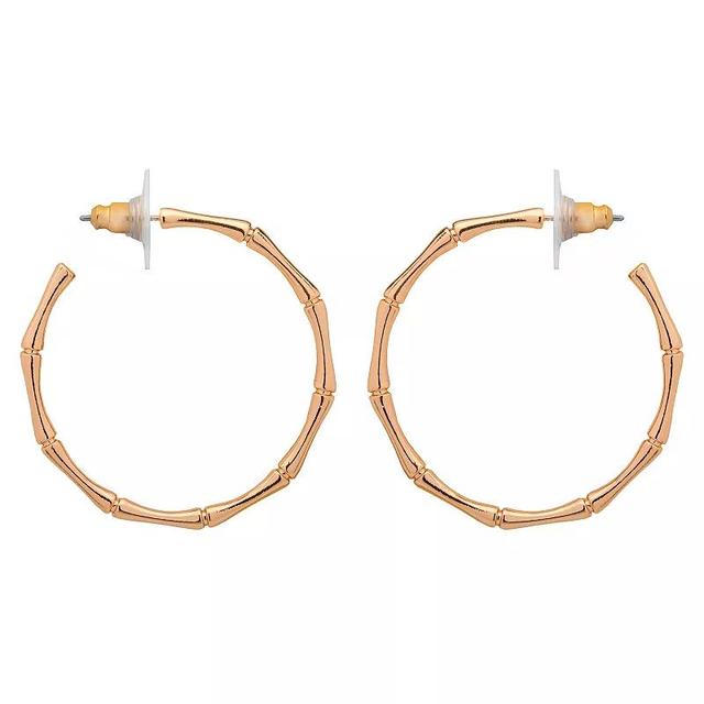 Emberly Gold Tone Bamboo Texture C-Hoop Earrings, Womens Product Image