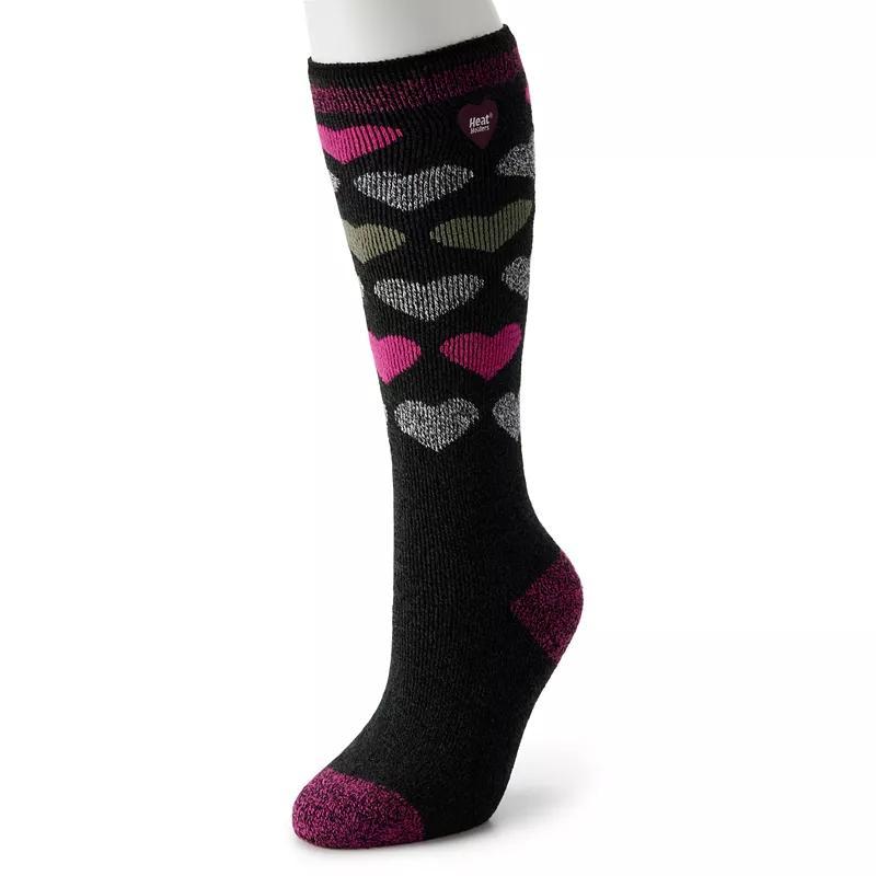 Womens Heat Holders Lite 5x Warmer Long Midweight Thermal Hearts Socks Black Grey Product Image