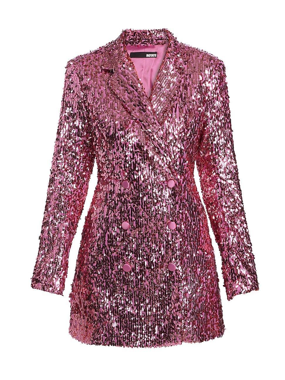 Womens Sequined Double-Breasted Blazer Minidress Product Image