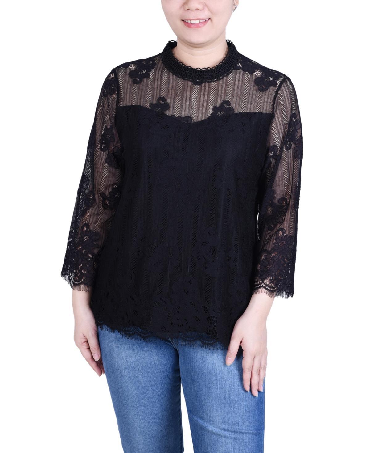 Ny Collection Womens 3/4 Sleeve Lace Blouse product image