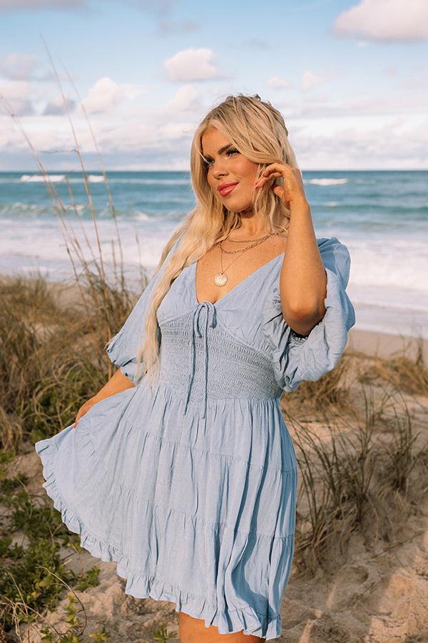 Whispering Muse Smocked Mini Dress In Sky Blue Curves Product Image