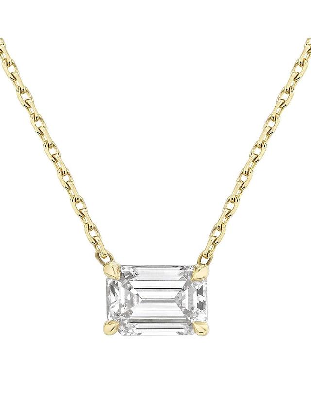 Womens 14K Yellow Gold & Emerald-Cut 1.00 TCW Lab-Grown Diamond Pendant Necklace Product Image