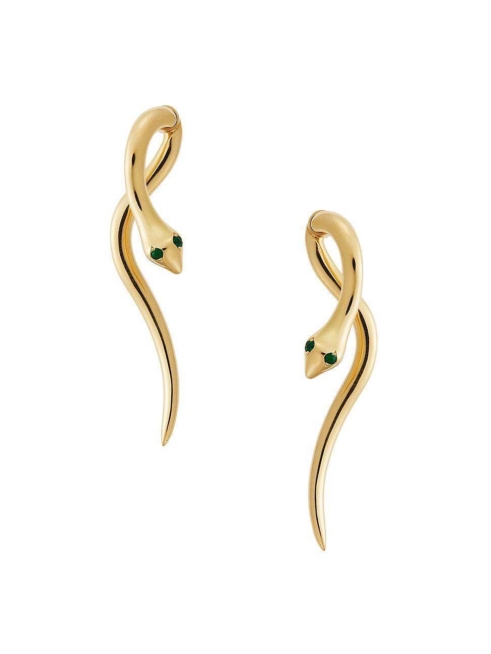 Womens Snakes Boa 18K Yellow Gold & Emerald Earrings Product Image