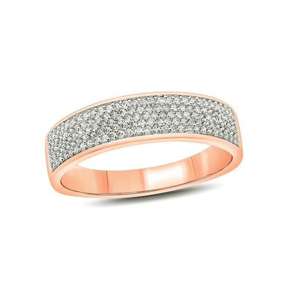 Men's 1/2 CT. T.w. Diamond Multi-Row Wedding Band in 14K Rose Gold Product Image