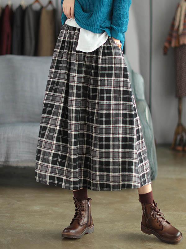 Artistic Retro Plaid A-Line Skirt Product Image